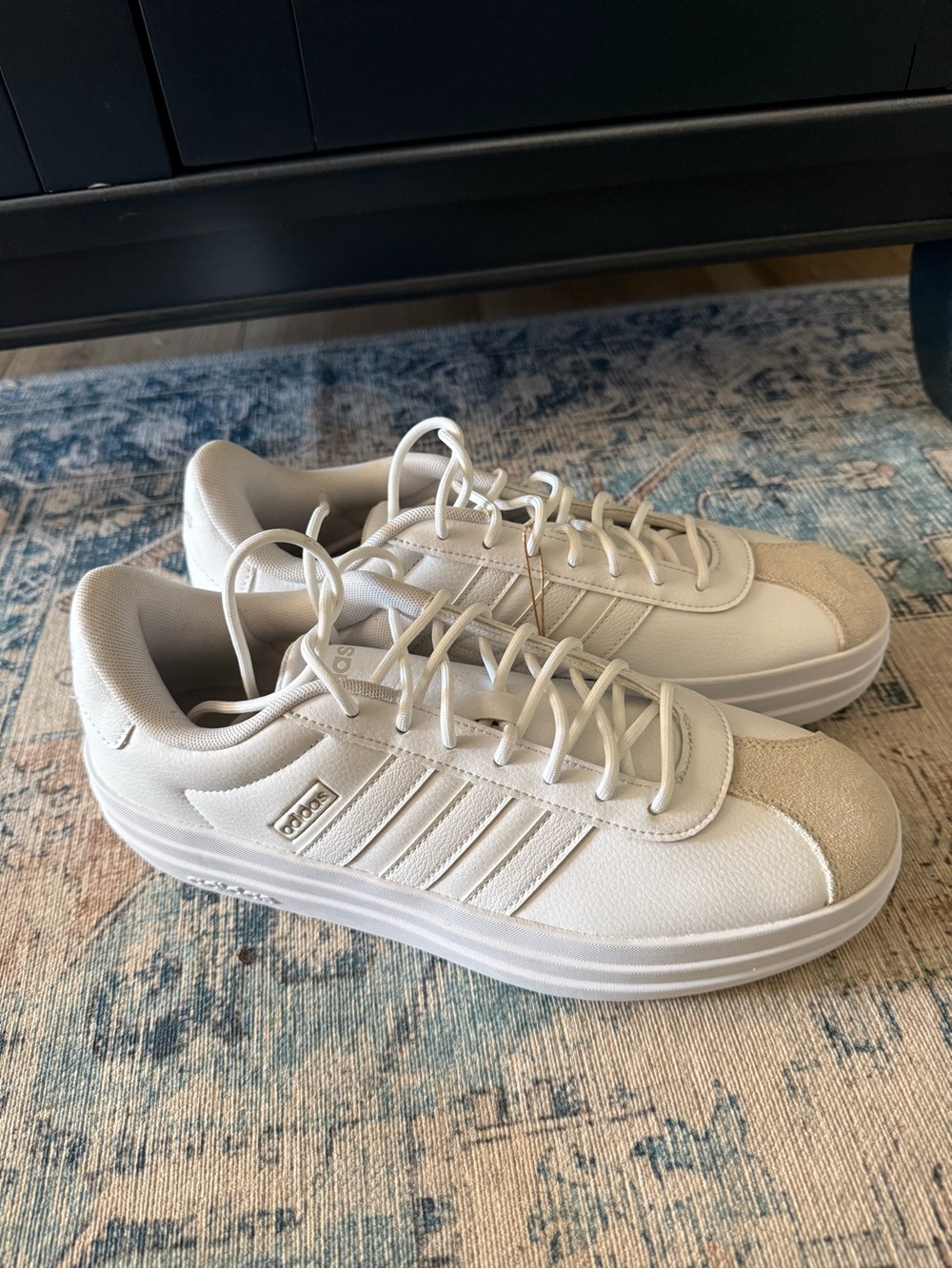 adidas VL Court Bold Cream and White Low-Top Platform Sneakers